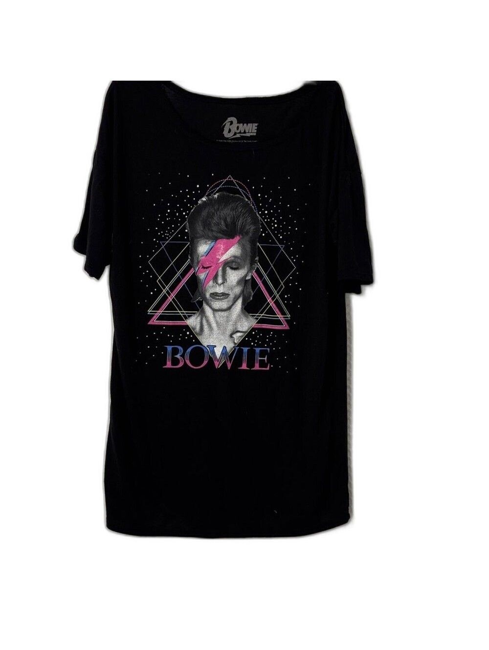 Bowie Black Tee with Pink Graphic